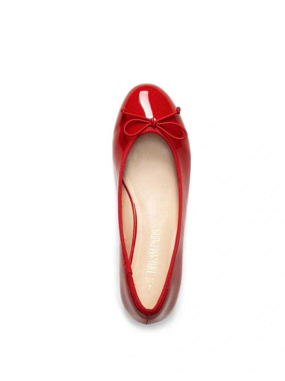 Dream Pairs Red Patent Ballet Flats with Bow and Low Heel